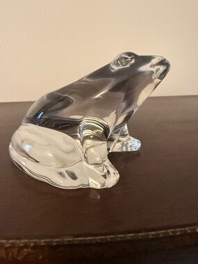 Vintage Baccarat France Crystal Frog Figurine Signed